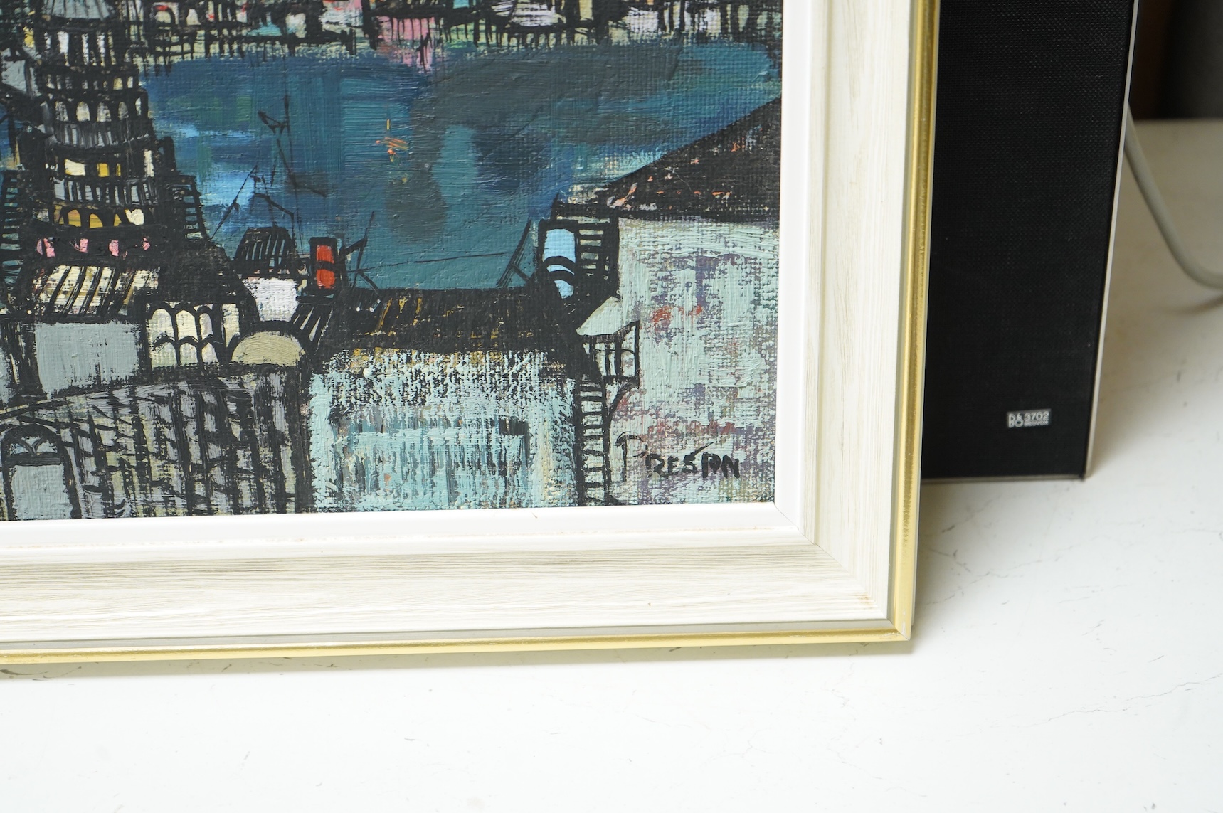 Preston Goddard (1928-2009), harbour view at twilight, signed, oil on artists board, 45 x 66cm